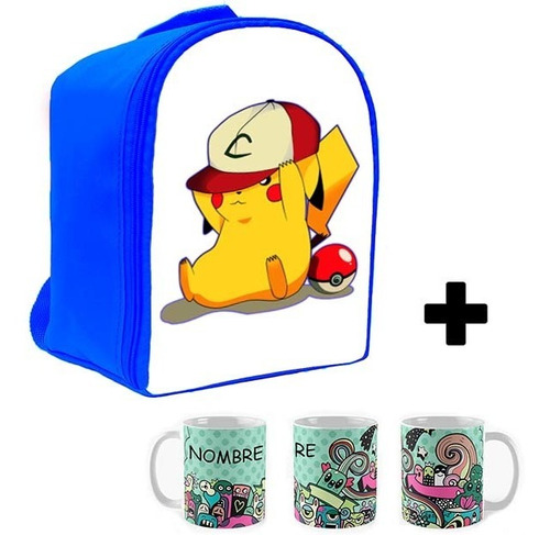 Mochila Jardin Pokemon Pikachu Mas Taza Plastica Mja187