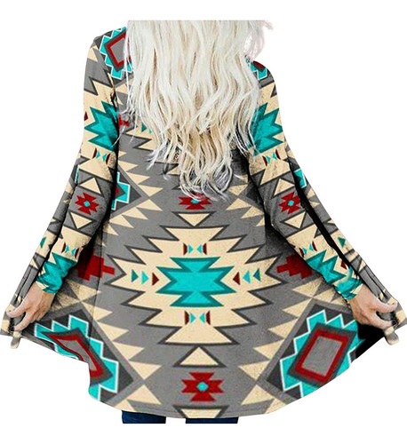 Women's Ethnic Retro Print Loose Jacket A118 Cardig D