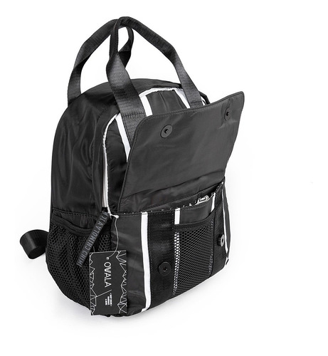 Imagen 3 de 7 de Mochila Negra Mujer Urbana Chimola Bolsillos