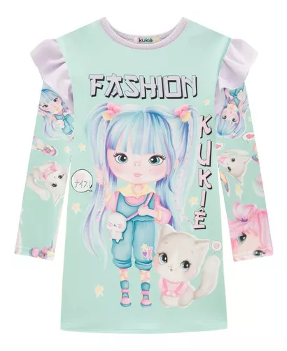 Vestido kukie infantil boneca anime em Fly Tech