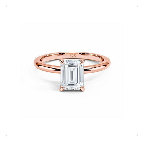 Anillo Compromiso Corte Esmeralda 3 Ct Oro 24k Antheia Rosa 7