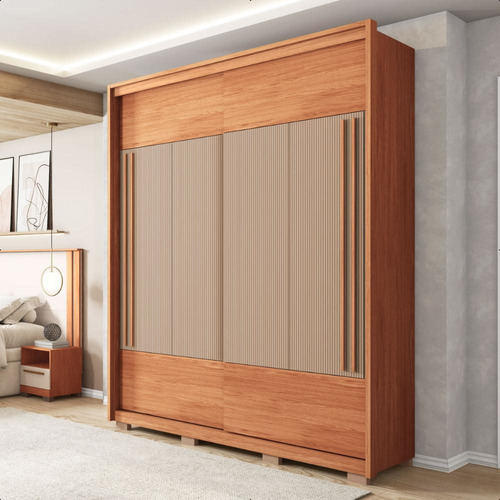 Guarda-roupa Caemmun Dormitorio Roma Cor Marrom De Mdf Com 2 Portas Corrediças