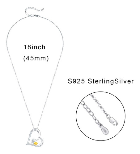 Collar De Elefantes Con Forma De Corazón Para Mujer, Plata D