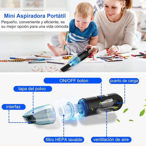 Mini Aspirador De Mano Inalámbrico Portátil Fuerte Succión