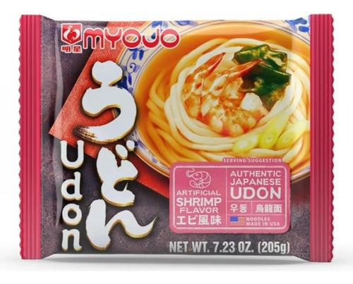 Udon Fideos Ramen Sabor Camaron  Myojo  205 Gr  -  3  Bolsas