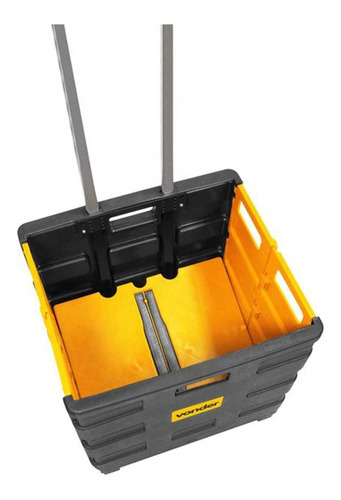 Caixa de ferramentas Vonder 61.05.000.380 de plástico com rodas 330mm x 380mm x 350mm preta e amarela