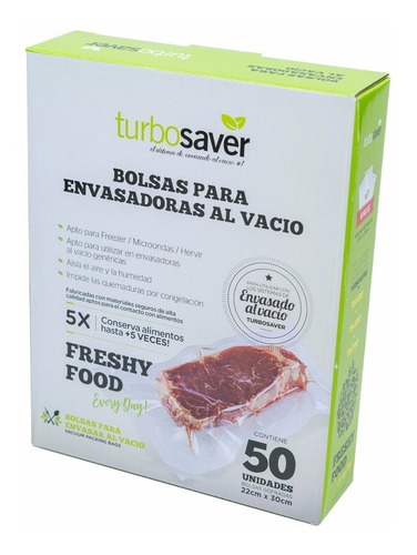 Bolsas Gofradas Negras Envasadora Turbosaver 50 U 22 X 30cm