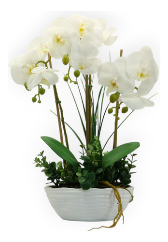 Arreglo De Orquídeas Artificiales Con Maceta Decoración