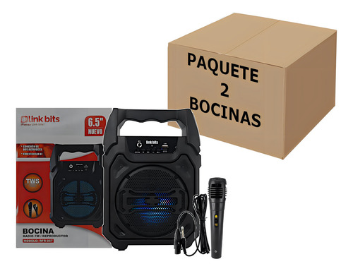 Bocina Altavoz Karaoke Luces Led Rgb Microfono 6.5 PuLG 2 Pz Color Negro