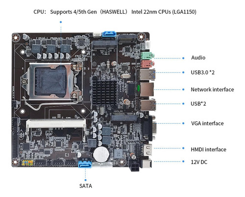H81 Lga 1150 Placa Base, Canal Ddr3 Micro Itx Computer Mothe