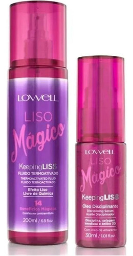 Kit Liso Mágico Lowell Spray Efeito Liso E Óleo Serum