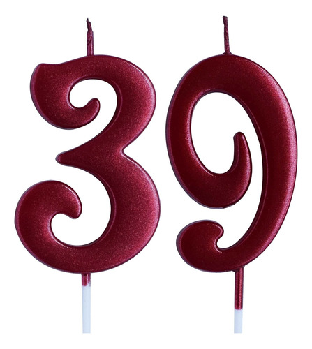 Vela Roja 39 Cumpleaño Numero Decoracion Fiesta Mujer Hombre
