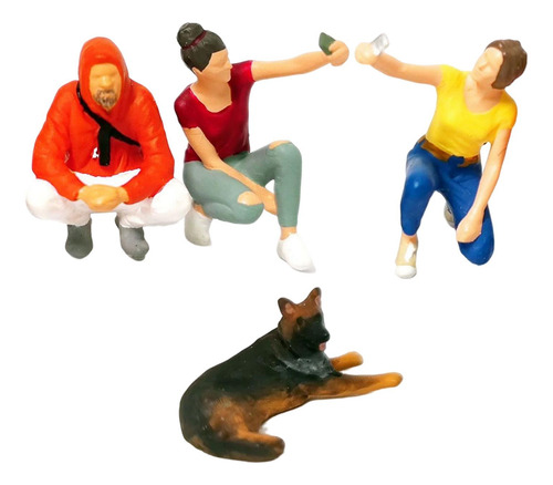 Resin 1/64 Painted Figures Diorama Yellow Orange Red