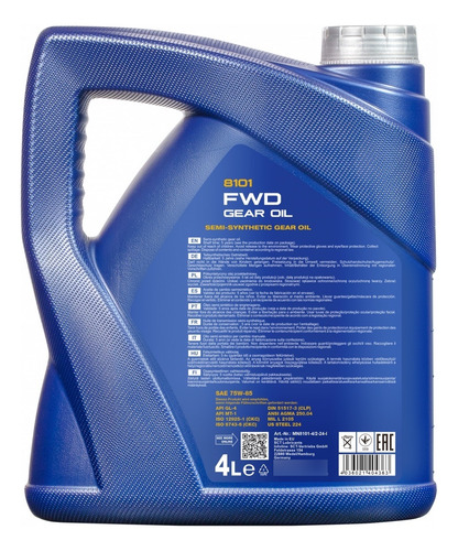 Mannol 75w85 Api Gl4 Galon 4l Aceite Universal P/engranajes
