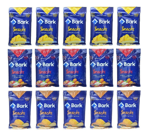 Bark Snacks P/ Cães Petiscos Fruta Kit 15 Unidades