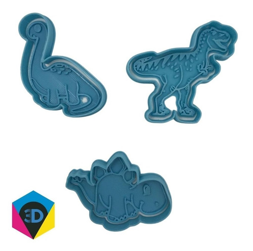 Imagem 2 de 8 de Cortador De Biscoito Dinossauros 3 Peças