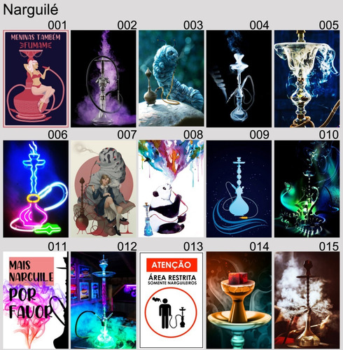 Kit 10 Placas Decorativa Narguile Arguile Hookah A