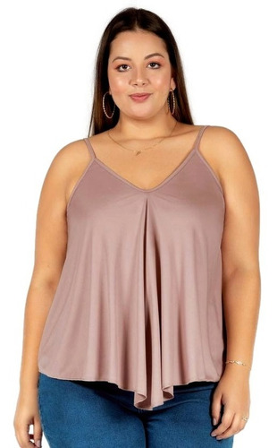 Blusa Solta Ampla De Alças Cor Nude Plus Size Feminina