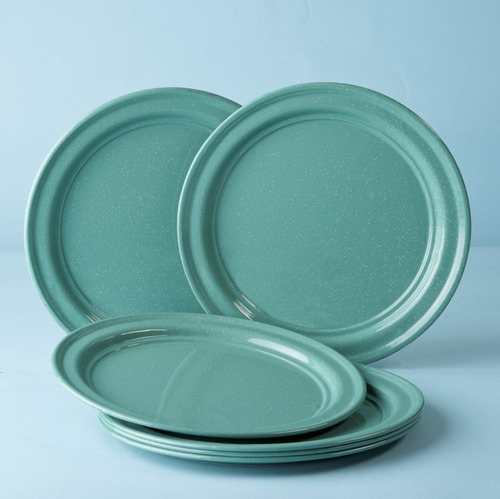 Juego De Plato Base De Peltre, 6 Piezas Menta