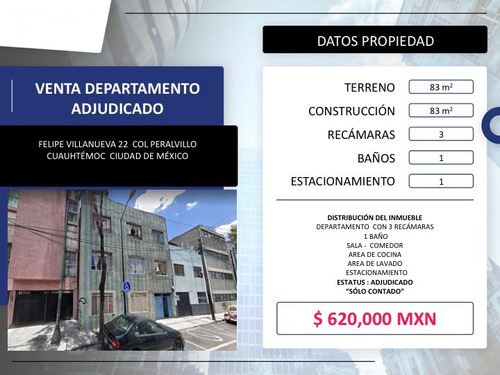 Departamento Adjudicado En Colonia Peralvillo 