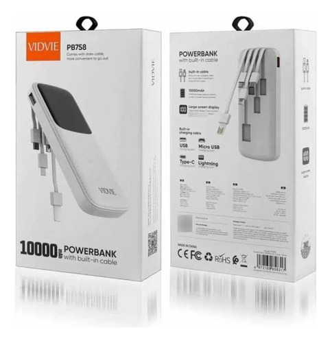 Power Bank 10000 Mah Bateria Externa Cables Incluidos Vidvie