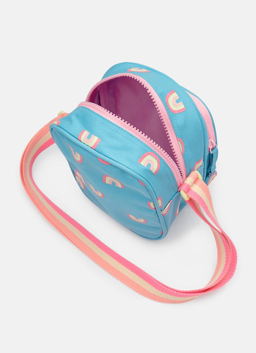 Bolsinha Customizável Arco Íris Cor Azul-aço Correia De Ombro Rosa