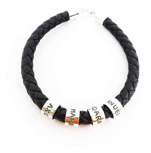 Pulsera Personalizada De Cuero Con Plata 950