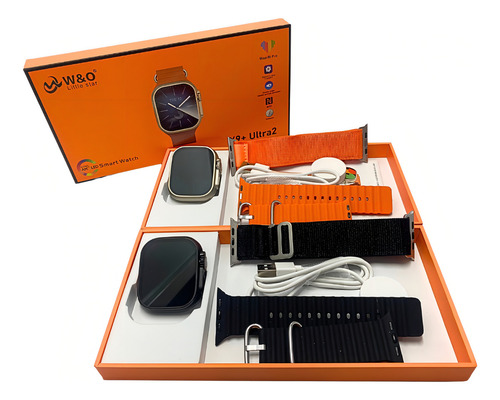 Relógio Smartwatch X9 Ultra2 Amoled Nfc Com 2 Pulseiras Caixa Prateado Pulseira Laranja Bisel Prateado Desenho Da Pulseira Omdulada