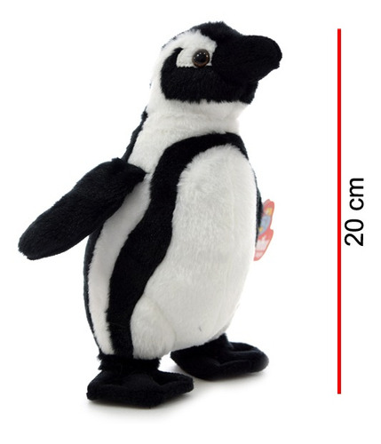Imagen 2 de 3 de Peluche Animal Pingüino Real Parado 20 Cm.