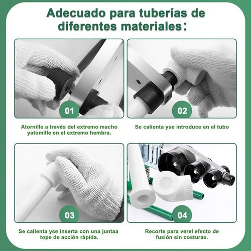 1200w Termofusor Kit Con Pantalla Digital y 6 Dados 20-63mm Merion Verde