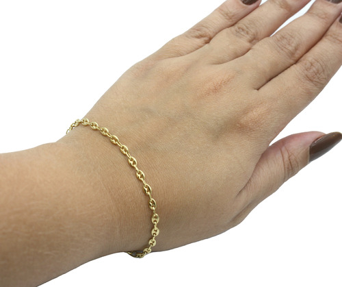 Pulseira Elo Piastrine Unissex Ouro Amarelo 18k 750 18cm