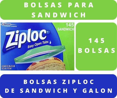 Ziploc Bolsas Para Sandwich Reutilizables 145 Bolsas 