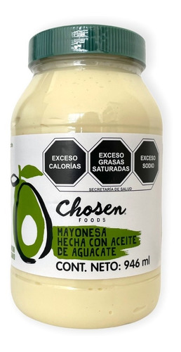 Mayonesa De Aguacate 946 Ml Chosen Foods Sin Gluten Sin Ogm