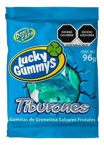 Gomitas Lucky Gummy 96g Tiburon Caja Con 12 Bolsitas