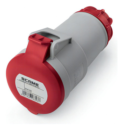 Ficha Industrial Hembra Acople Scame 3p+t 32a 6h Ip44 Color Rojo