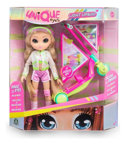 Muñeca Unique Eyes Light Up &go Amy+ Scooter