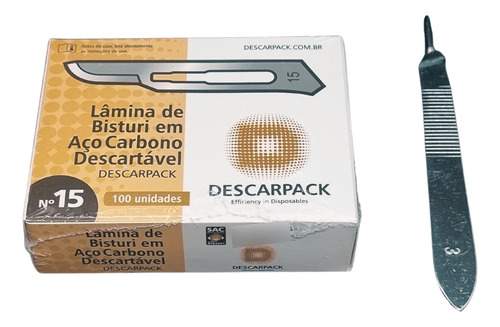 Kit Para Podologia Cabo Bisturi N3 + 100 Laminas Numero 15