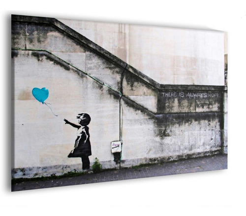 Cuadro Canvas Banksy Graffiti Street Art Niña Con Globo Azul
