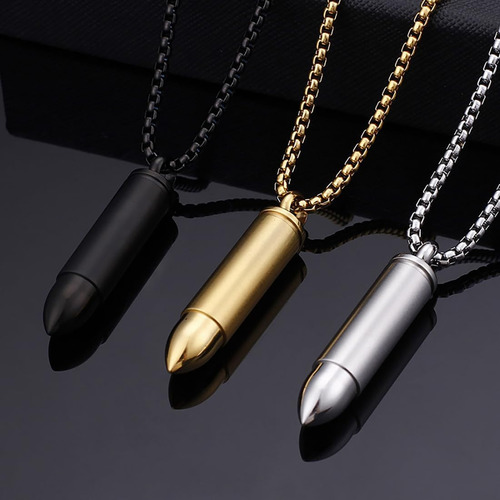 Vbsut Collares Con Colgantes De Bala De Acero Inoxidable Y