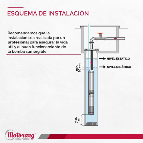 Imagen 7 de 12 de Bomba Sumergible Pozo Motorarg 4pack150 40 Mts Cable 1.5 Hp