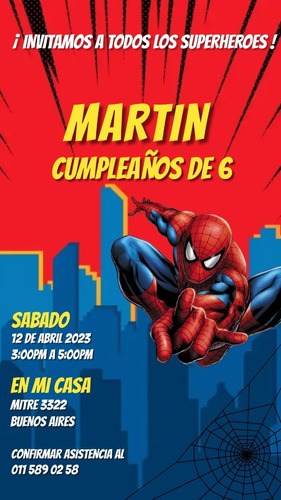 Tarjeta Para Cumpleaños De Spiderman Invitación Digital Dc