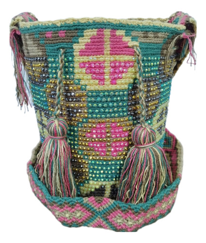 Mochilas Wayuu Originales Piedreria Mediana Bolsos 