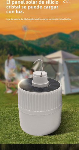 Lámpara Recargable Solar Linterna Led Acampar 2 Unit Shinefuture HWTYCD2400X2 blanco
