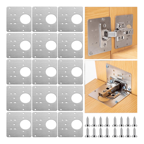 4 Placas 9*9cm Reparadoras Bisagra Armario Con Tornillos