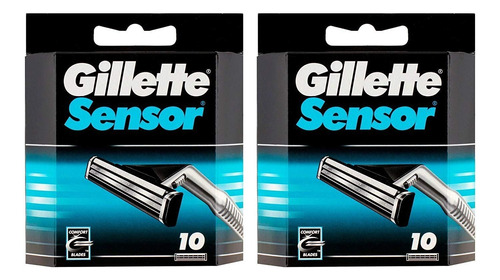 Cartuchos De Recarga De Navalha Gillette Sensor Com 20 Unida