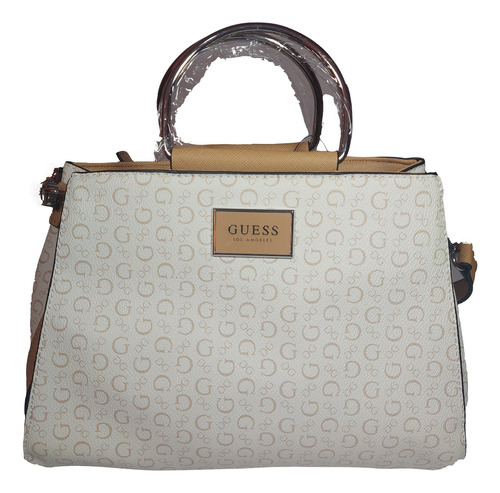 Bolsa Guess Cruzada Herrajes Blanca Con Monograma