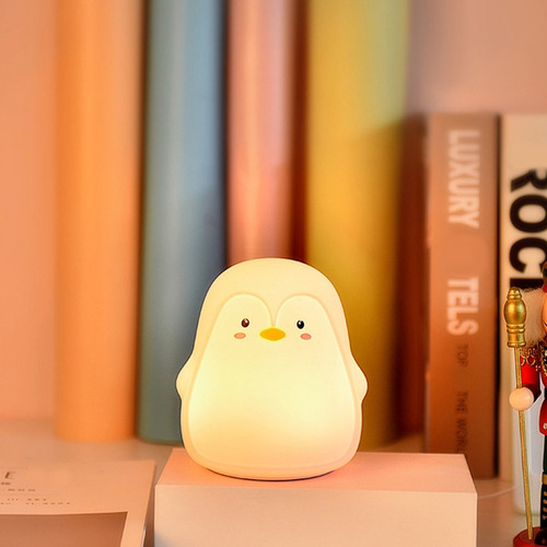 Luz Nocturna Led De Silicona Colorida Con Forma De Pingüino