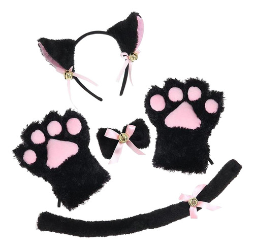 Disfraz De Gato Largo Cosplay Pajarita De Felpa Guantes De