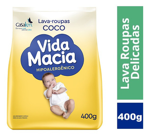 Lava Roupas De Coco Vida Macia Hipoalergenico 400g