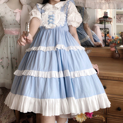 Princesa Kawaii Soft Lolita Japonesa, Color Liso, Dulce, Par